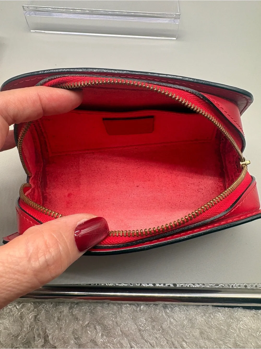 Louis Vuitton Red Epi Leather Dauphine PM Cosmetic Pouch Vintage